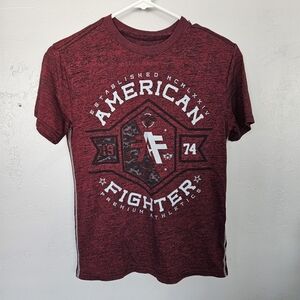 American Fighter Men's Small Graphic Tee Short Sleeve Shirt Red Black Logo Top